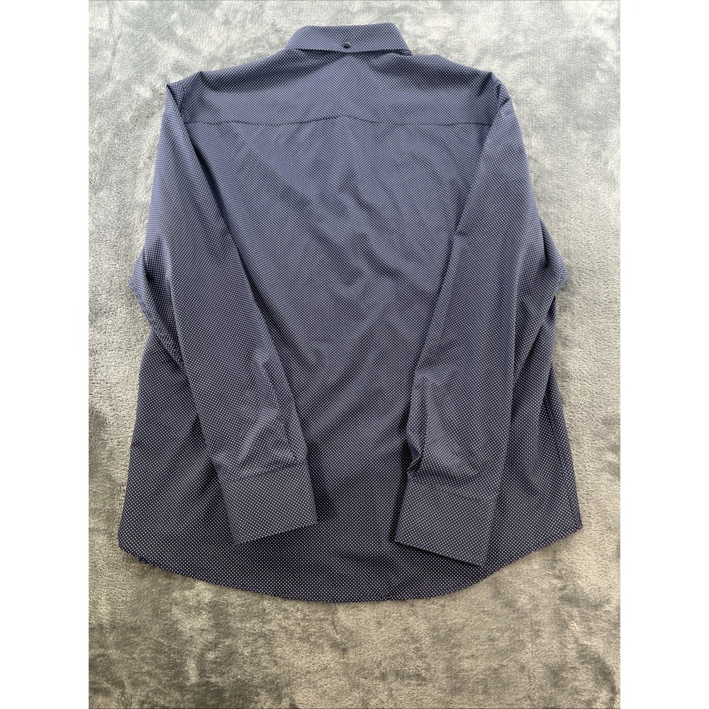 Michael Strahan Button Up Mens Large Blue Geometric Modern Fit Stretch Shirt - Picture 7 of 7